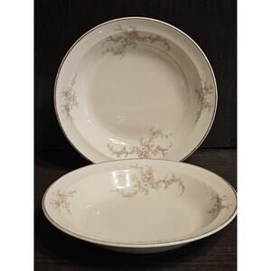 Vtg Taylor Smith & Taylor BRIDE'S BOUQUET Rimmed Soup Bowl 7 7/8" 1950 Set of 2